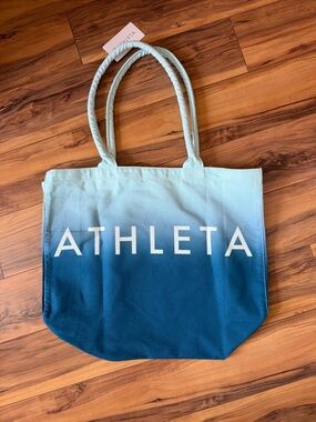 NWT Athleta Light-to-Dark Blue Ombre Canvas Tote
